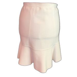 NWT Bebe Skirt Women's' Size Medium White Flared Peplum Exposed Back Zipper